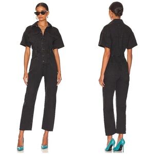 NEW Free People We the Free Marci Denim Jumpsuit in Iron Black